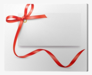 Card With Red Gift Bow With Ribbons - Ribbon #3990818