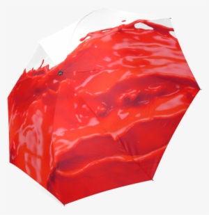 Glossy Red Paint Splash Foldable Umbrella - Handbag #3992167