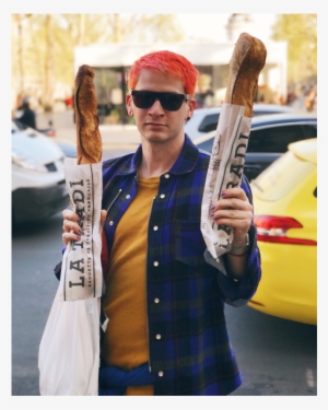 People Walk Around With Baguettes In Paris - Plaid #3996537