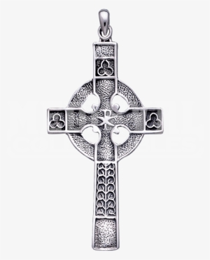 White Bronze Celtic Trefoil Cross Pendant - Silver #3997964