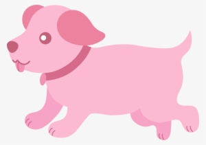 Cute Pink Puppy Running - Clip Art #3998517