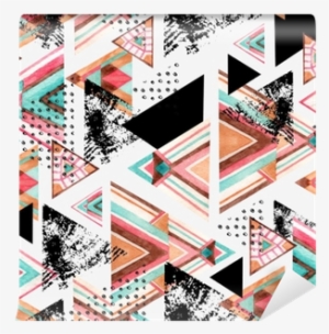 Abstract Watercolor Triangle Seamless Pattern - Watercolor Painting #40244