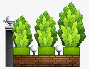 Fence With Plants Png Clipart - Clip Art #41016