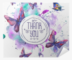 Abstract Watercolor Background With Butterflies Poster - Ink Drawing Butterfly Ink #42659