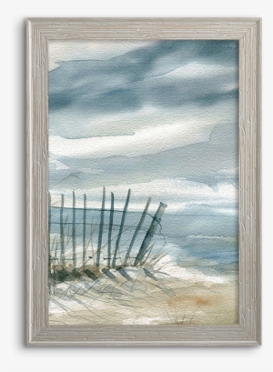 Coastal Watercolor ~ Fence - Perfect International Subtle Mist (blue) Ii' Giclee #43160