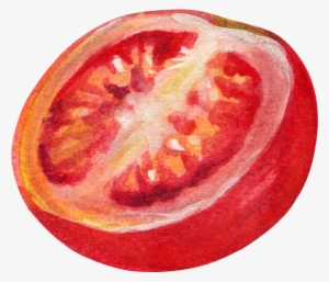 Vegetable Cherry Tomato Strawberry Watercolor Painting - Tomato Being Cut Open #43953