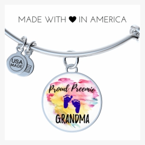 Proud Preemie Grandma Watercolor Bangle - Am Not Fast - Bangle Jewelry #44820