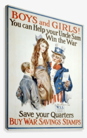Boys And Girls Helping Uncle Sam Canvas Print - Buy War Bonds Wwi #44892