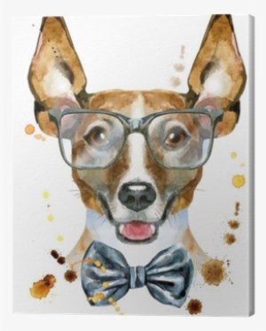 Watercolor Portrait Of Jack Russell Terrier With Bow-tie - Jack Russell Terrier #45096