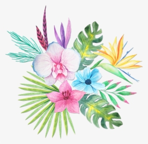 Tropical Watercolor Png Clip Art Transparent - Tropical Watercolour Flowers Png #46053