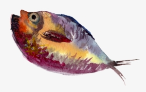 Yellow Purple Watercolor Hand Painted Goldfish Transparent - Fish Painting Png #46054