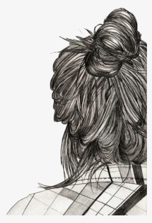 Girl, Cute And Hair Image On We Heart It - Messy Bun Sketch Girl Drawing #46741