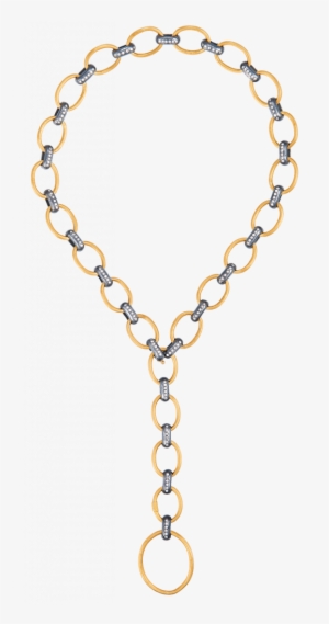Rachel Diamond Link Necklace In 24k Gold And Oxidized - Stonehenge Soundwaves #46927