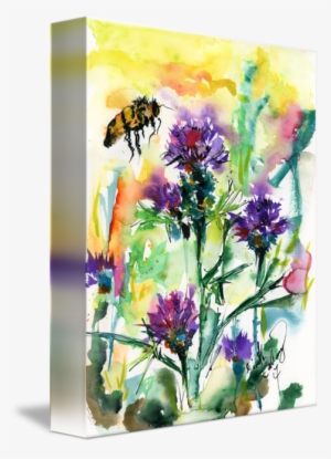 "milk Thistle And Bee Medicinal Florals" By Ginette - English Lavender #46941