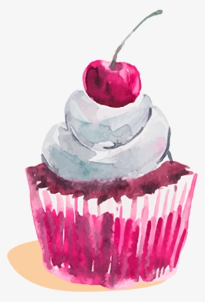 Pastry Drawing Watercolor Graphic Black And White - Cupcake Watercolor Png #47632