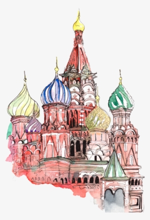 Image Black And White Stock Red Square Moscow Paper - Castle Watercolor Png #48095