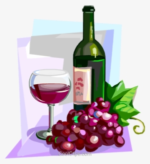 Drinking Clipart French Wine - Wine Bottle And Grapes Clip Art #49110