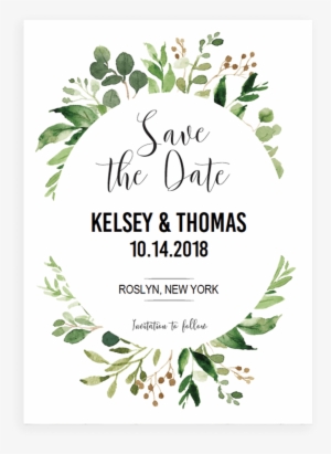 Green Leaves Invitation Template - Save The Date Template Green #49222