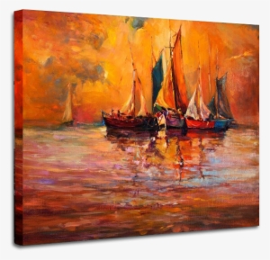 Boat And Jetty At Sunset Over Ocean Canvas #49362 Boat And Jetty At Sunset Over Ocean Canvas #49362