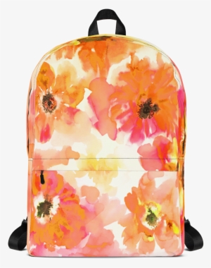 Watercolor Anemones Orange & Yellow Backpack - Png Watercolor Anemones Orange & Yellow Backpack #49690