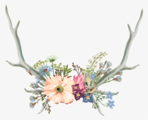 Deer Tumblr Aesthetic Flowercrown Fawn Ear Ears Antler - Aesthetic Tumblr Flowers Drawing #400031