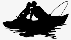 Fishing Boat Clipart Silhouette - Couple In A Boat Silhouette #400458