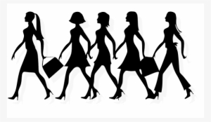 Women Ladies Females Girls Walking Black S - Woman Shopping Clipart Png #400505