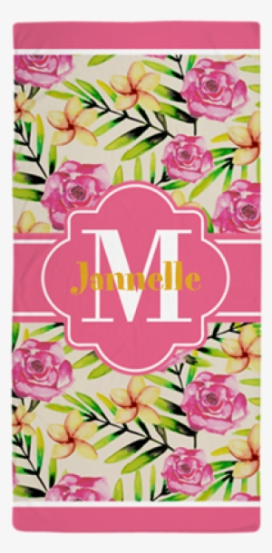 Elegant Vintage Watercolor Flowers Mon Beach Towel - Floral Bath Mat - 17" X 24" By General Design Studio #401136