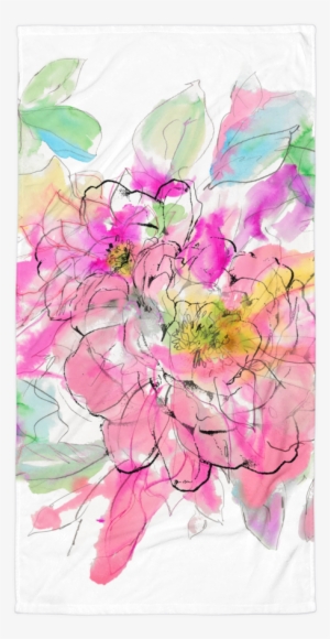 Watercolor Peony Towel - Watercolor Painting #401225 Watercolor Peony Towel - Watercolor Painting #401225