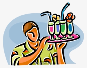 Camarero Con Una Bandeja De Bebidas Libres De Derechos - Bandeja Com Bebidas Png #404054