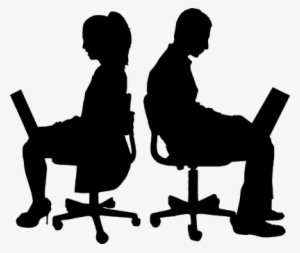 Silhouette, Teamwork, Business, Computer - Office Silhouette Png #407018