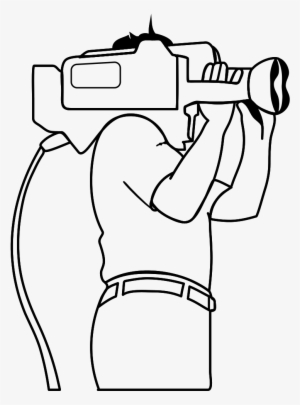 Camera Operator Silhouette Drawing - Cameraman Clipart Black And White #409947