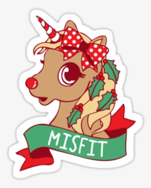Christmas Unicorn Png Misfit Rudolph Unicorn Sticker - Unicorn Reindeer #4001049