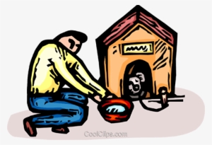 Man With A Dog And A Doghouse Royalty Free Vector Clip - Clip Art #4001237