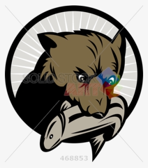 Stock Illustration Of Retro Cartoon Drawing Of Bear - Bear Fishing Logo #4001433