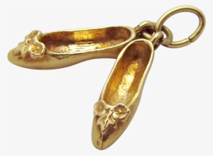 Vintage 14k Gold 3d Ballet Shoes Dance Slippers Charm - Charm Bracelet #4002452