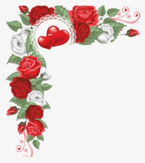 Mq Red Roses Hearts Love Heart Border Borders - Marco Plateado Con Flores #4003824