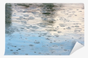 Rain Drops In A Puddle With Some Reflections Wall Mural - Rain #4008388
