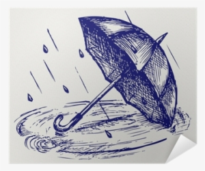Rain Drops Rippling In Puddle And Umbrella - Drawing Of A Puddle #4008545