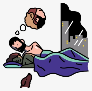 Married Couple Going To Sleep In The City - Couple Sleeping Clipart Png #4009883