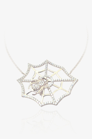 Small Hanging Web With Spider Necklace - Hanging Web With Spider Necklace (p-b606) (sterling #4010045