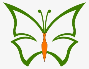 This Free Clipart Png Design Of Green And Orange Butterfly - Butterfly Line Art #4010161