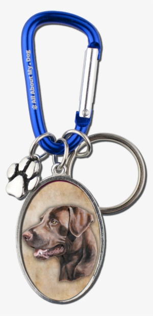 Chocolate Lab Cameo Carabiner Keychain - Labrador Retriever #4012036