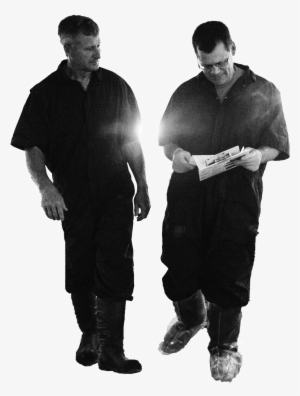 A Black And White Cutout Of Two Middle Aged Men Wearing - Standing #4012450