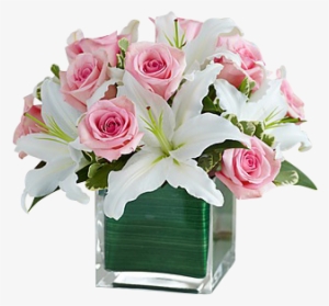 Pink Roses And White Lilies - 1-800 Flowers Modern Embrace Pink Rose #4012585