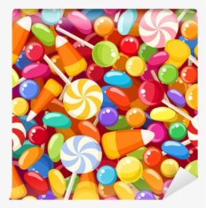 Seamless Background With Various Candies - Bunch Of Candy Vector #4013041