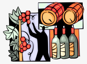 Vector Illustration Of Wine Barrel Cask With Harvested #4013764