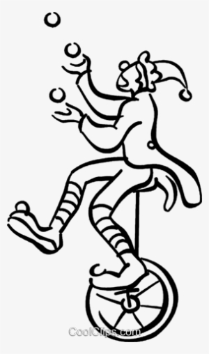 Clown On A Unicycle Royalty Free Vector Clip Art Illustration - Clown On Unicycle Drawing #4015159