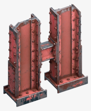 Red Steel Beams Font - Steel I Beam Font 3d Rendering Letter D #4016948