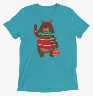 Christmas Bear Triblend T Shirt Swish Embassy - Minnesota State Fair Shirt #4019366